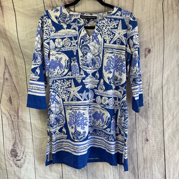Barbara Erickson Beach Resort Wear Preppy Blue and White Women's Dress Small - Picture 1 of 7